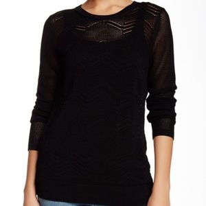 Vince Black Mesh Zigzag Sweater